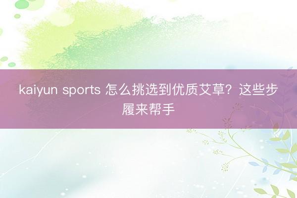 kaiyun sports 怎么挑选到优质艾草？这些步履来帮手