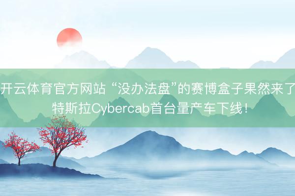 开云体育官方网站 “没办法盘”的赛博盒子果然来了 特斯拉Cybercab首台量产车下线！
