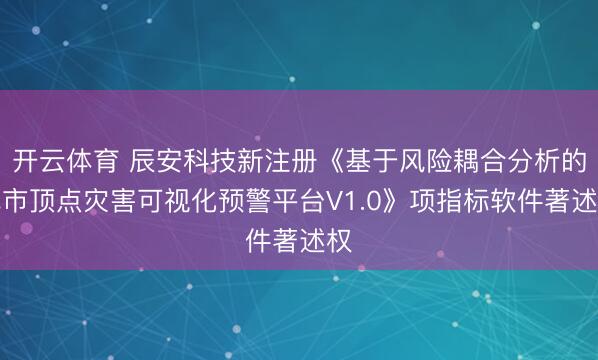 开云体育 辰安科技新注册《基于风险耦合分析的城市顶点灾害可视化预警平台V1.0》项指标软件著述权