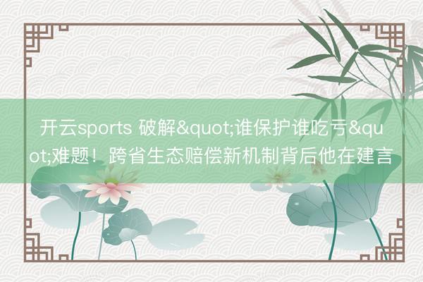 开云sports 破解"谁保护谁吃亏"难题!跨省生态赔偿新机制背后他在建言