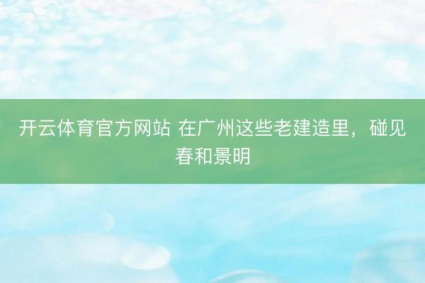 开云体育官方网站 在广州这些老建造里,碰见春和景明