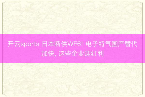 开云sports 日本断供WF6! 电子特气国产替代加快， 这些企业迎红利
