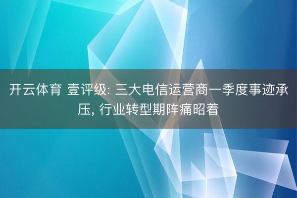 开云体育 壹评级: 三大电信运营商一季度事迹承压， 行业转型期阵痛昭着