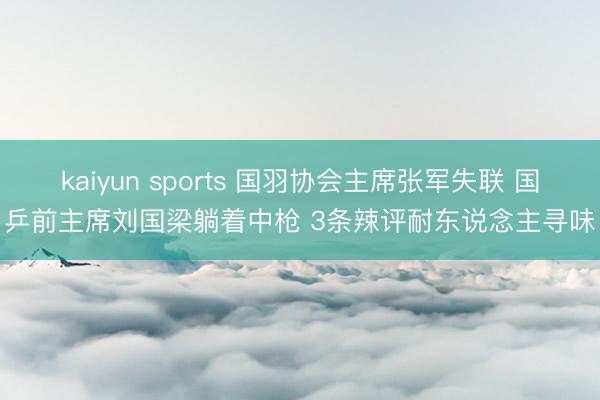 kaiyun sports 国羽协会主席张军失联 国乒前主席刘国梁躺着中枪 3条辣评耐东说念主寻味