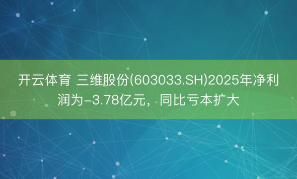 开云体育 三维股份(603033.SH)2025年净利润为-3.78亿元，同比亏本扩大
