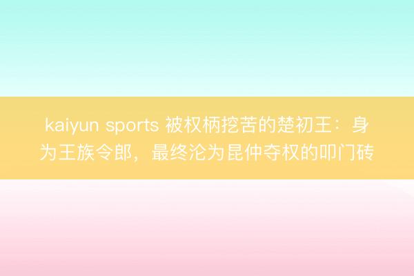 kaiyun sports 被权柄挖苦的楚初王：身为王族令郎，最终沦为昆仲夺权的叩门砖